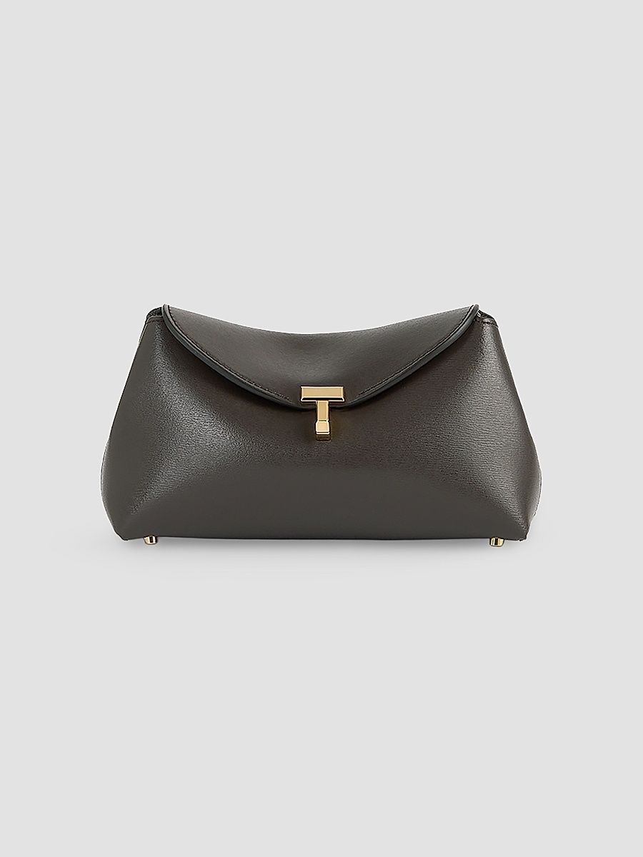 Women's T-Lock Mini Leather Clutch - Bark