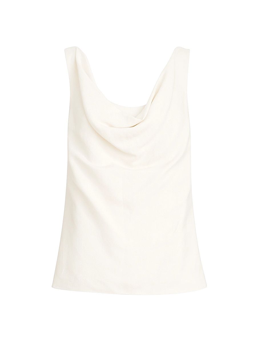 Women's Viscose and Linen Fluid Twill Top - Ivory - Size XXXL