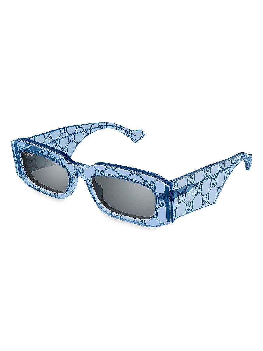 Men's 54MM Rectangular Sunglasses - Light Blue