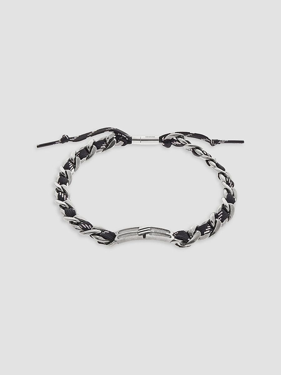 Balenciaga Men's BB Icon Lace Choker - Antique Silver - Size Large