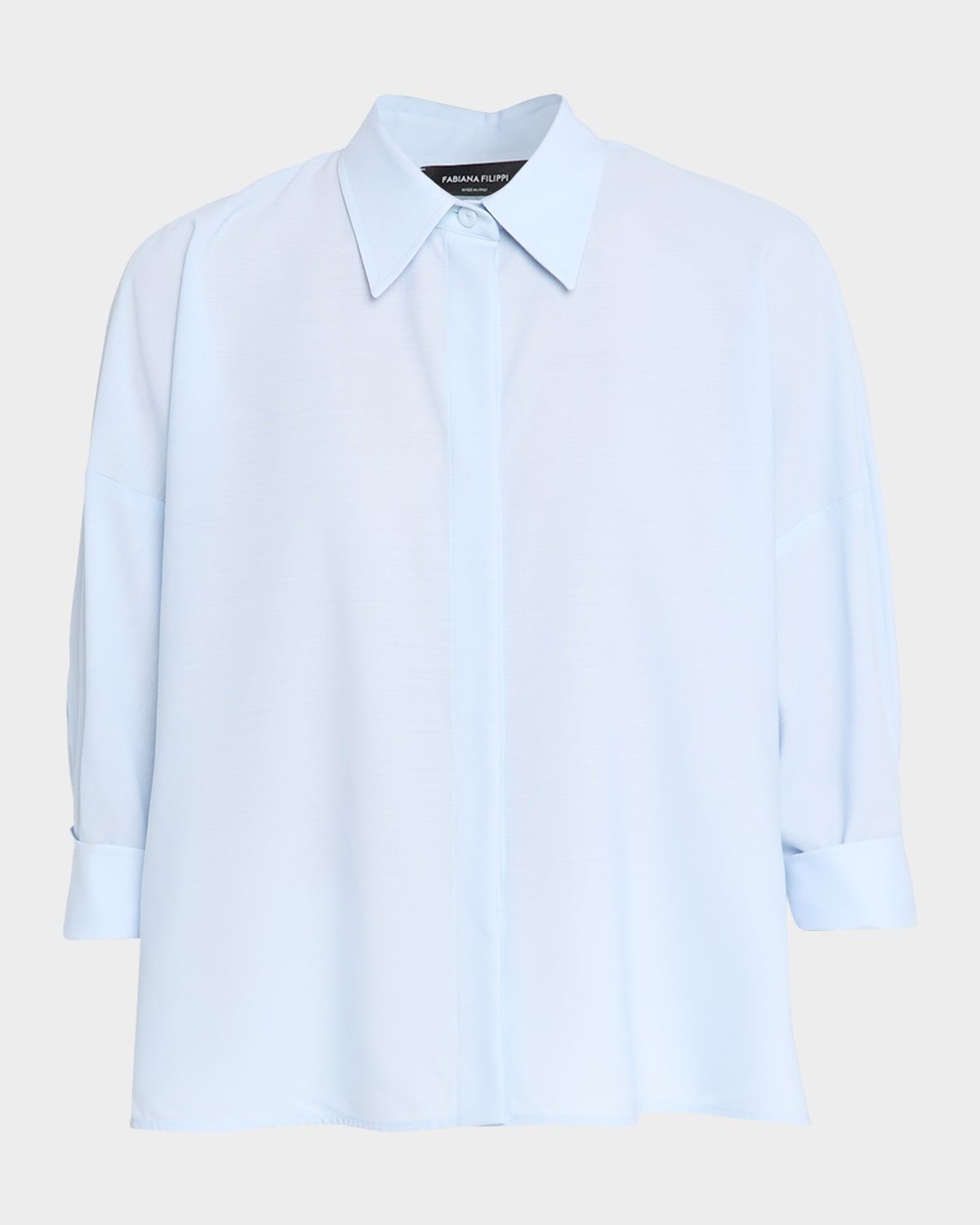 Sheer Inset Stretch Wool-Blend Shirt