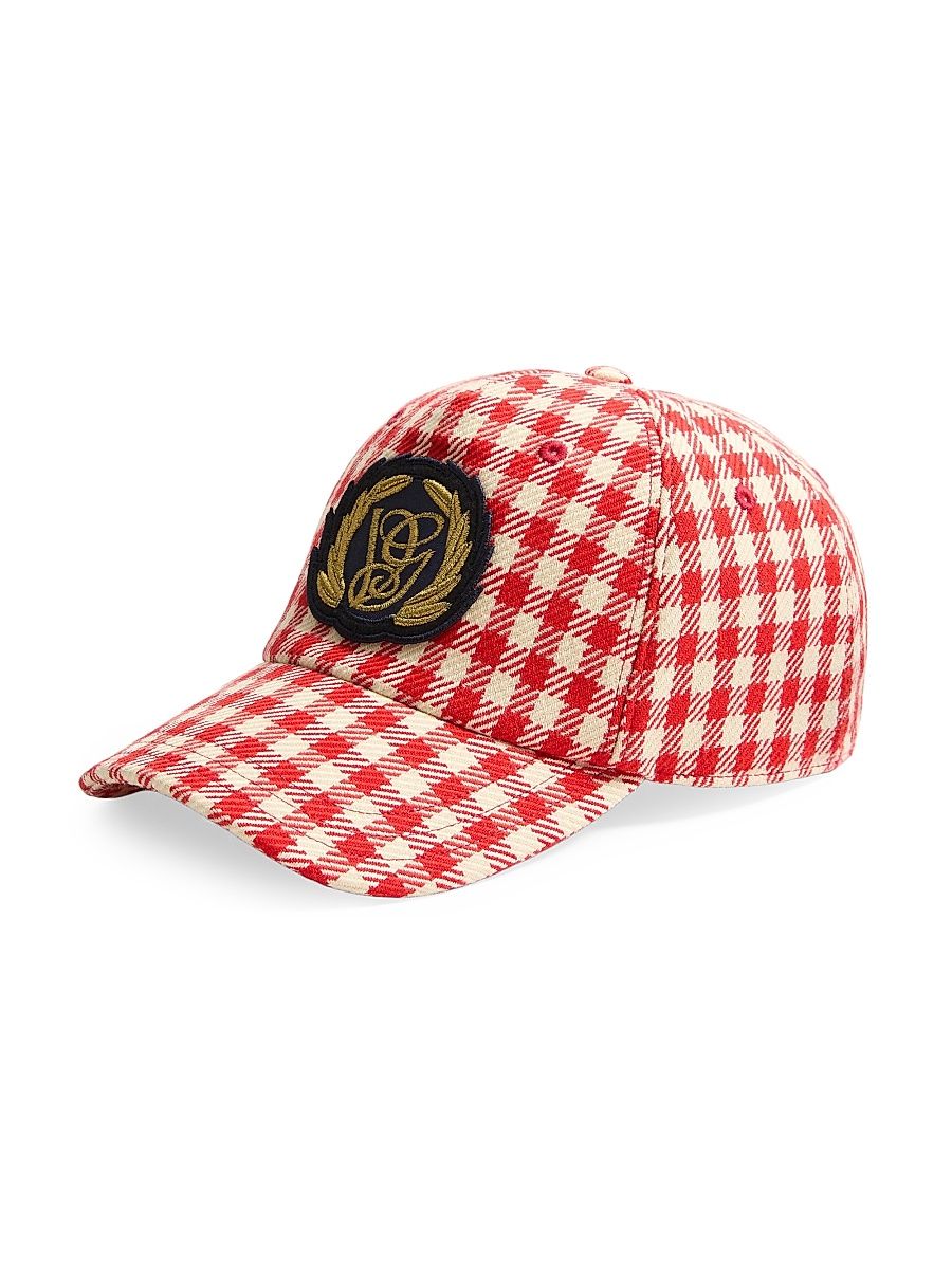 Men's Baseball Cap in Cotton and Wool with Patch - Red Ivory - Size Medium