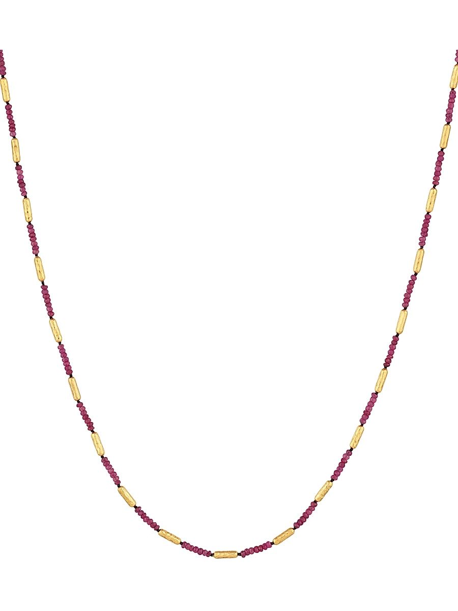 Women's Vertigo 24K Yellow Gold, 18K Yellow Gold & Ruby Beaded Necklace - Yellow Gold