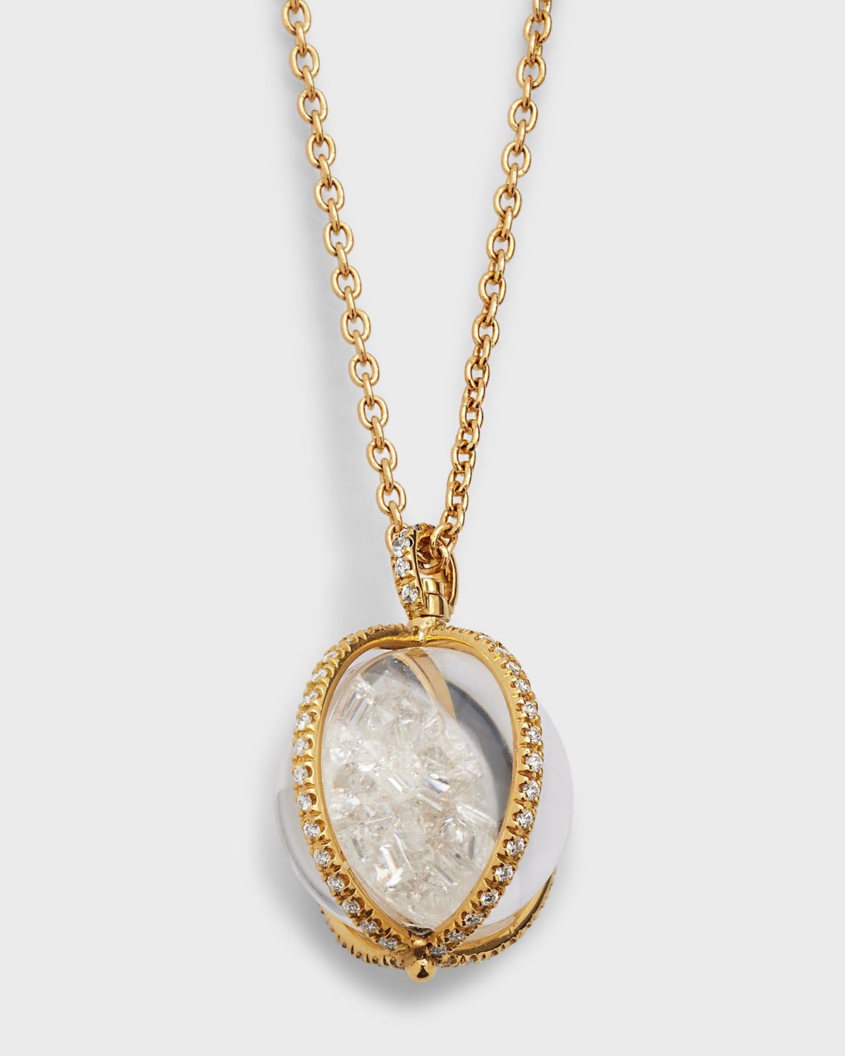 18K Yellow Gold Kaleidoscope Shaker Pendant Necklace with Diamond Pave