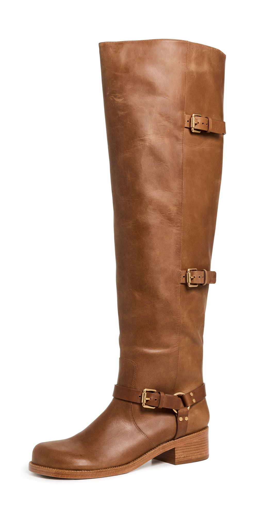 FARM Rio Distressed Leather Over the Knee Boot Walnut 9