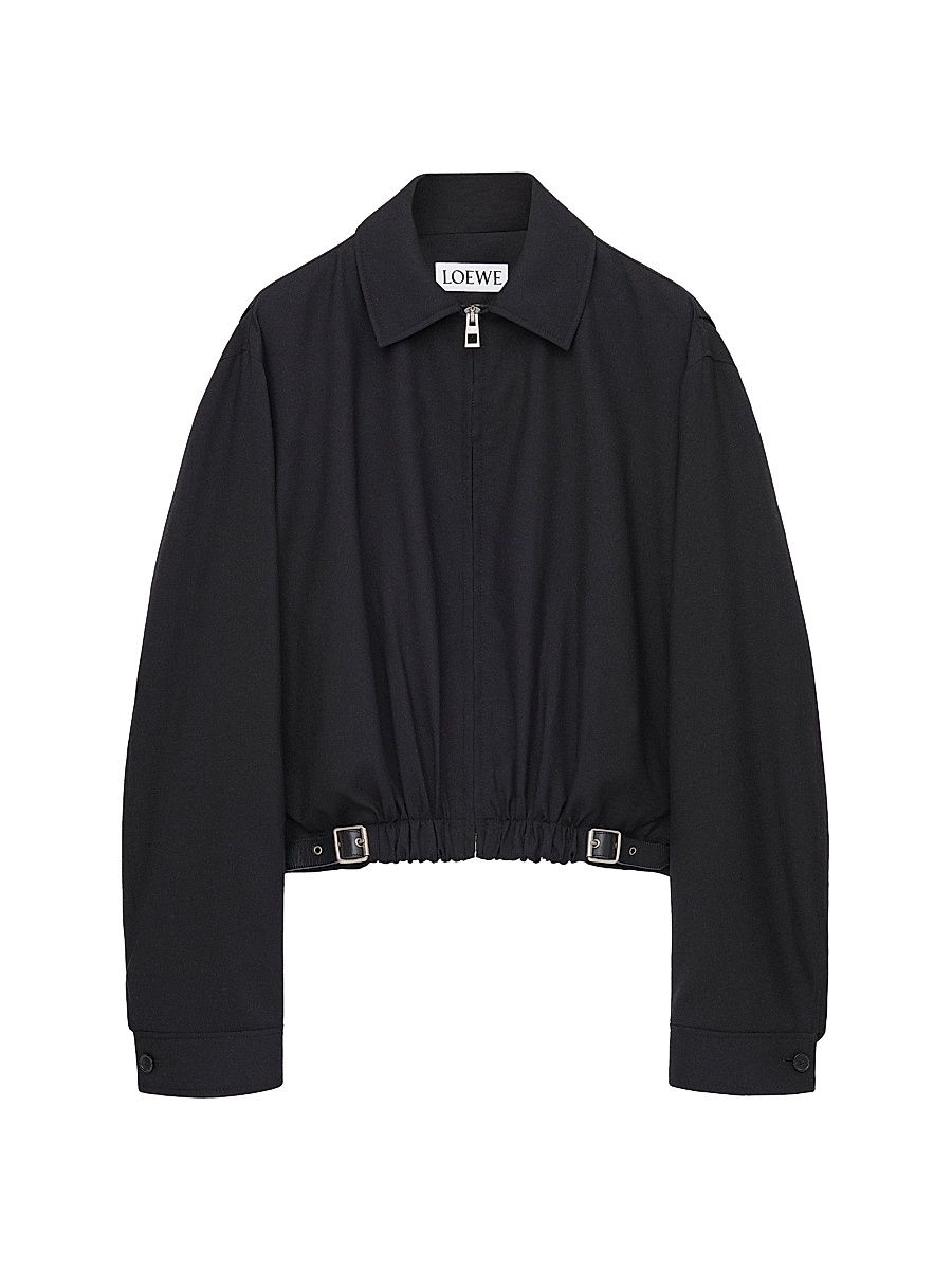 Men's Wool-Blend Belted Blouson Jacket - Black - Size 42