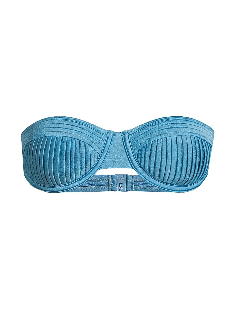 Women's The Solene Pintucked Bikini Top - French Blue - Size XL