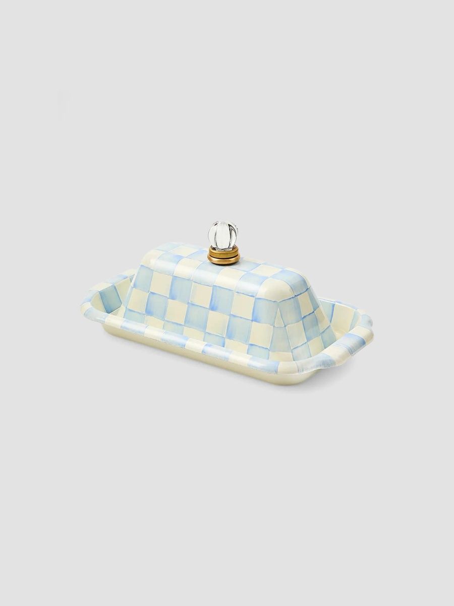 MacKenzie-Childs Sky Check Enamel Butter Box