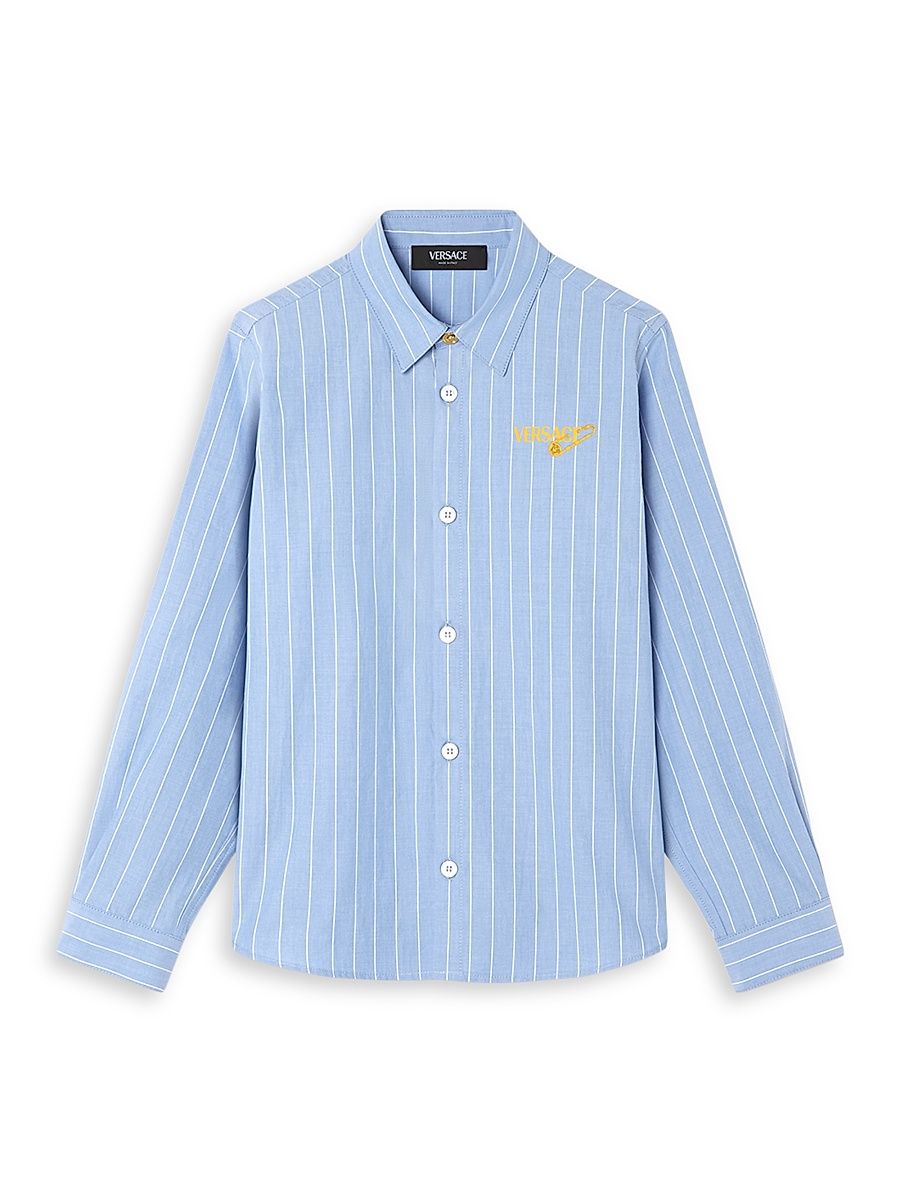 Little Boy's & Boy's Pinstriped Cotton Poplin Shirt - Light - Size 8