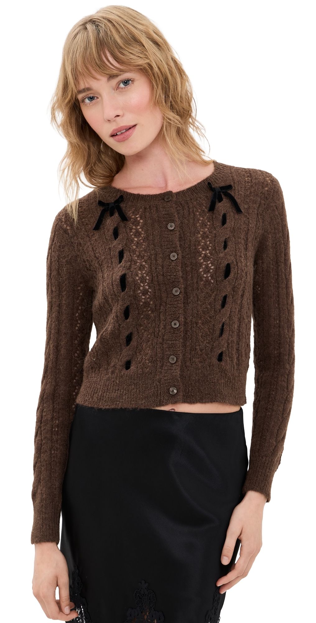 LoveShackFancy Dione Cardigan Glazed Toffee M
