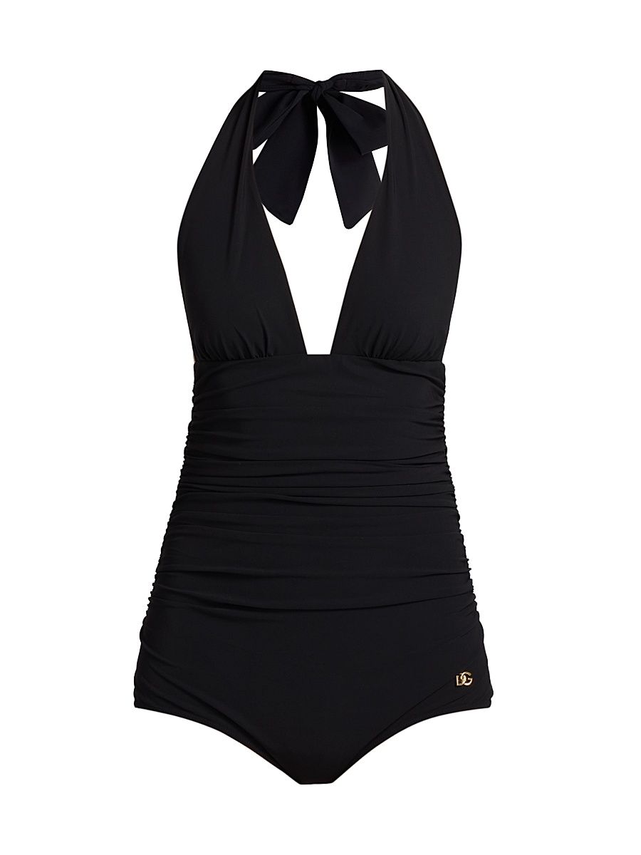 Women's Jersey One-Piece Halter Swimsuit - Nero - Size XL