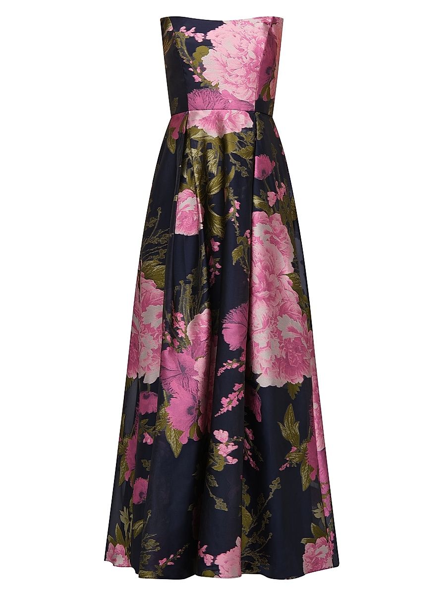 Kay Unger Women's Willow Floral Metallic Organza Gown - Azalea Pink - Size 16