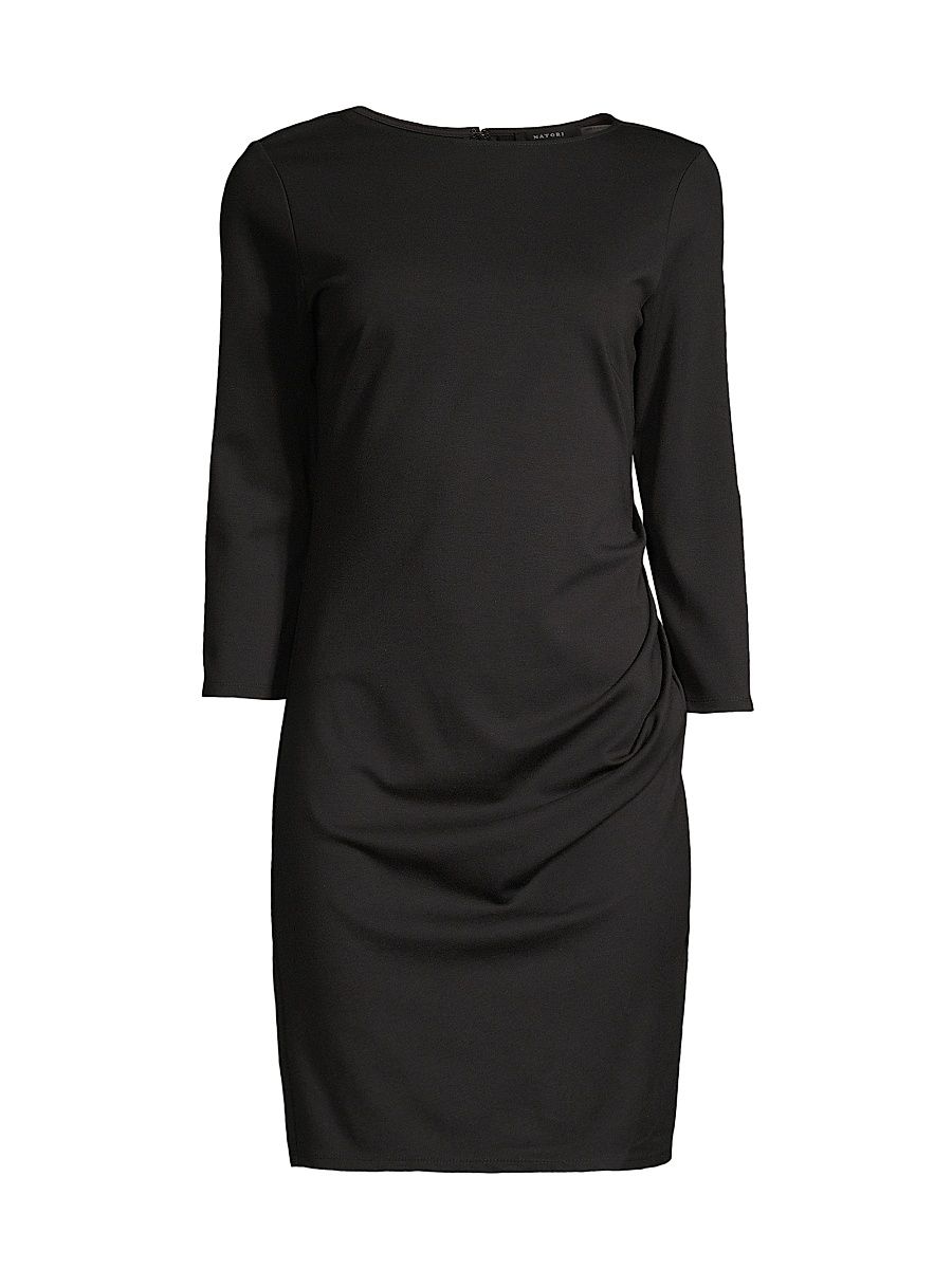 Women's Draped Stretch Ponte Minidress - Black - Size Medium