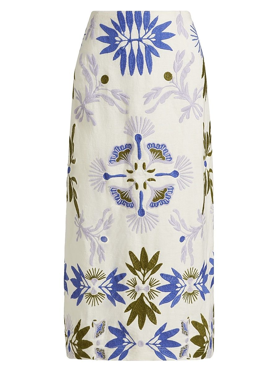 Women's Chandler Embroidered Floral Midi-Skirt - Waltz - Size 10