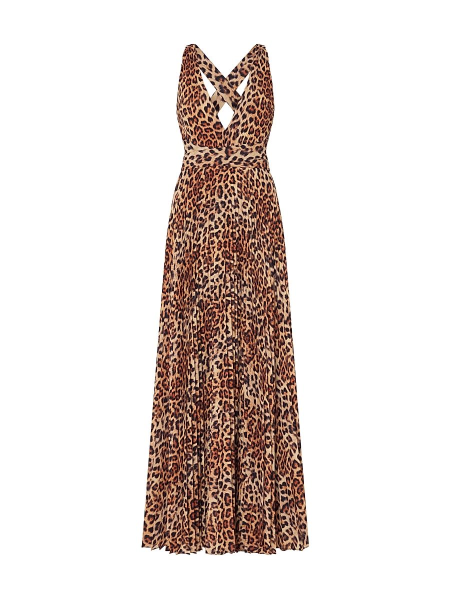 Women's Oria Leopard-Print Pleated Maxi Dress - Size 12