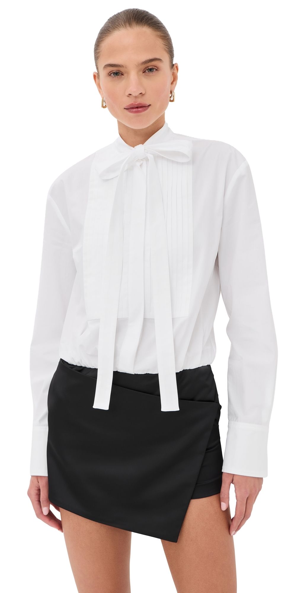 The Attico Mini Shirt Dress with Necktie White/Black 38