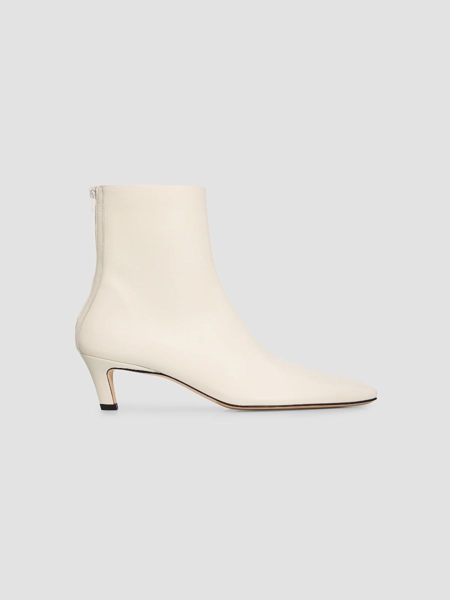 Women's Leather Ankle Boots - Off White - Size 11