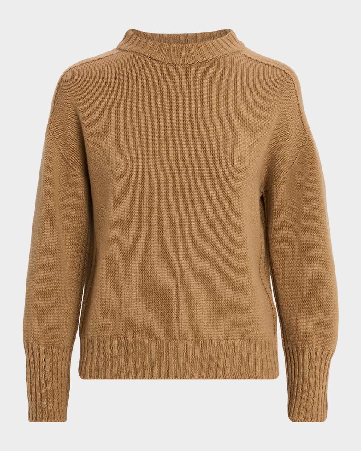 Crewneck Chunky Rib-Trim Cashmere Sweater