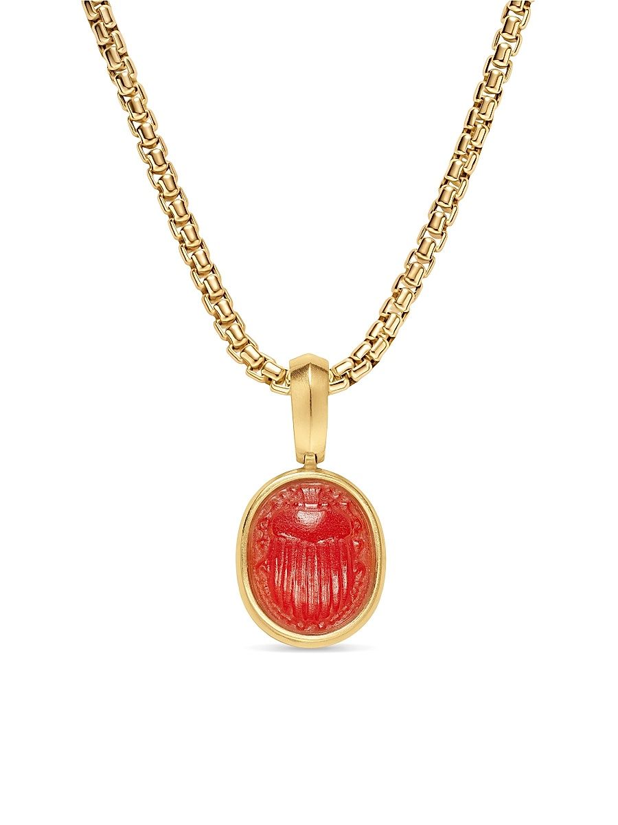 Women's Petrvs Micro Scarab Amulet in 18K Yellow Gold - Carnelian