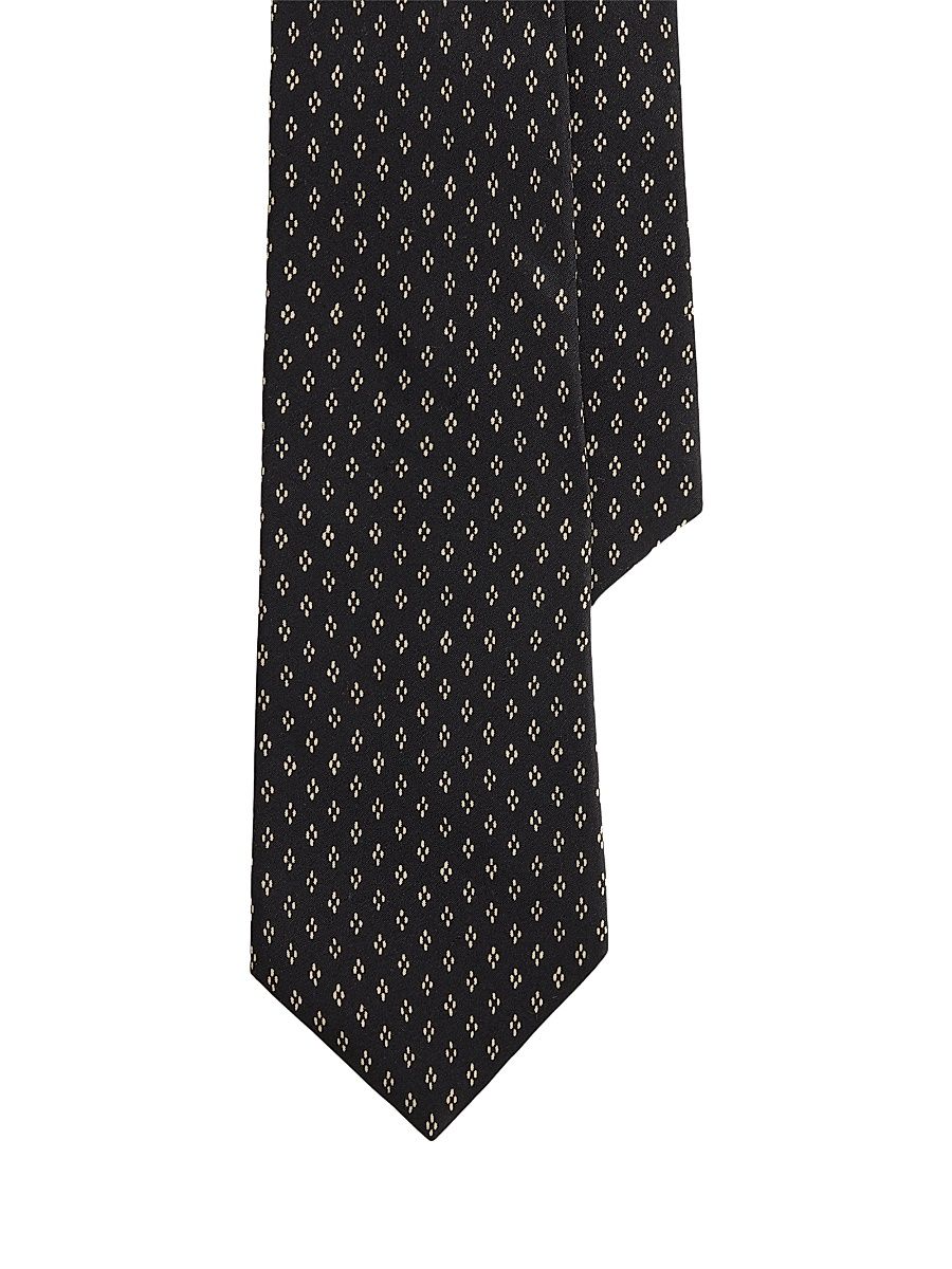 Men's Dotted Diamond Silk Neck Tie - Black