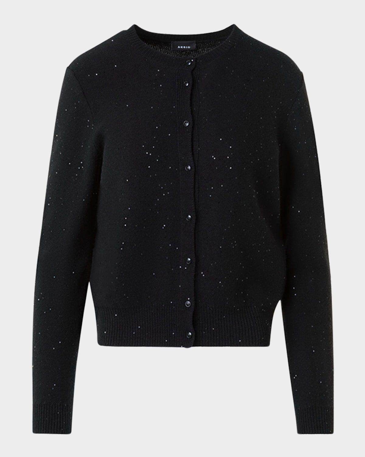 Paillette Wool-Cashmere Knit Crewneck Cardigan