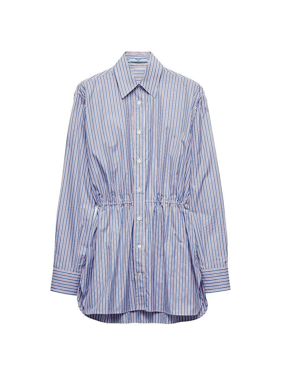 Women's Striped Poplin Shirt - Blue - Size 4