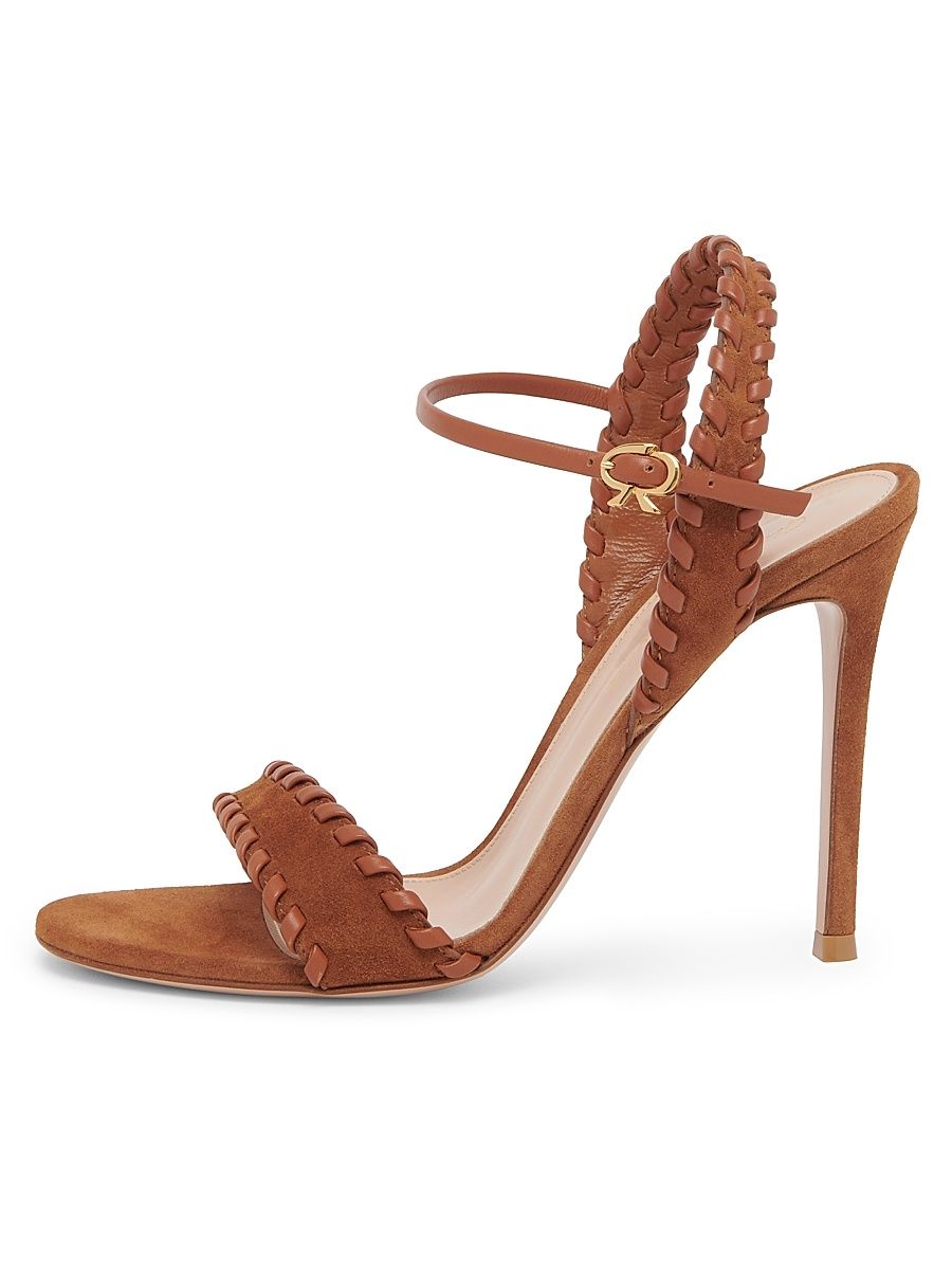 Women's 85MM Whipstitch-Trim Suede Sandals - Sedona Luggage - Size 11