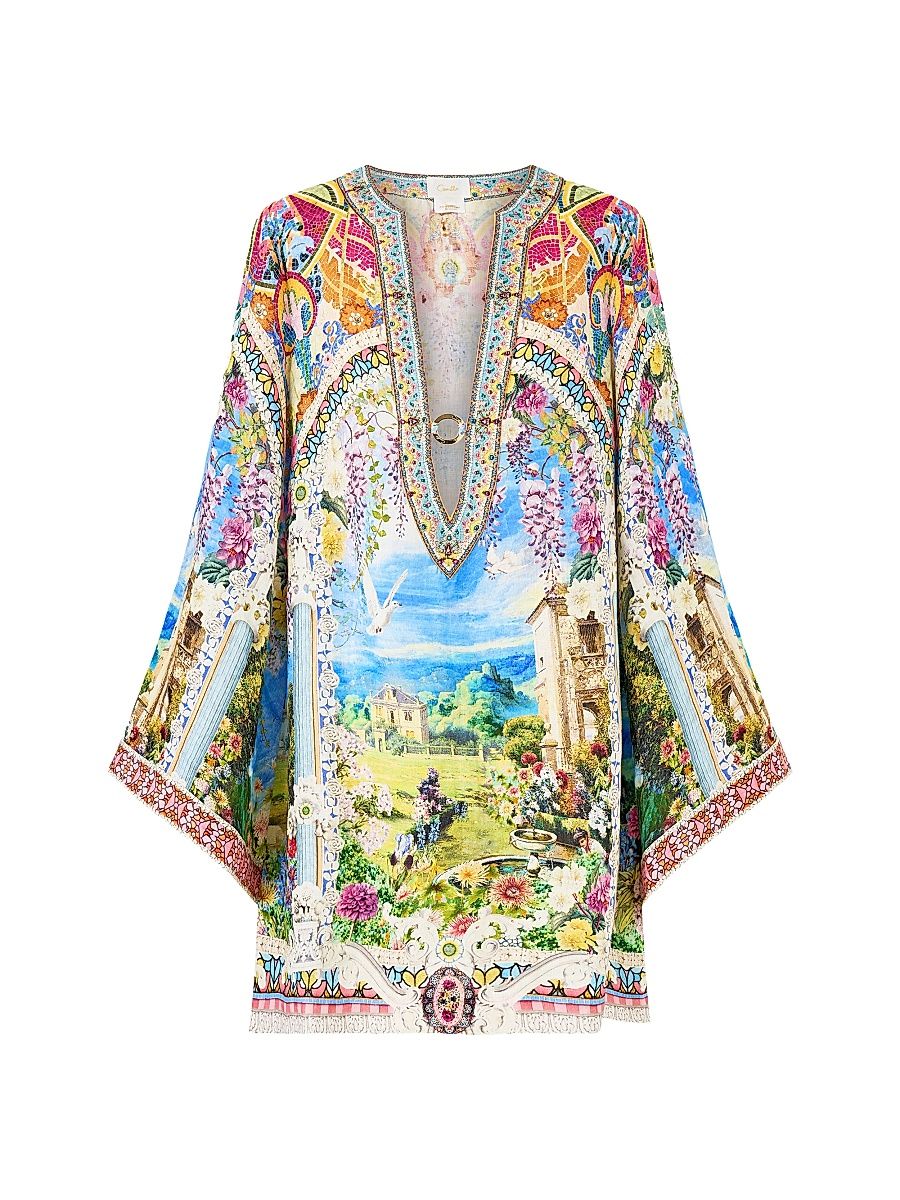 Women's Navas Nouveau Deep V-Neck Hardware Short Caftan - Navas Nouveau - Size Medium