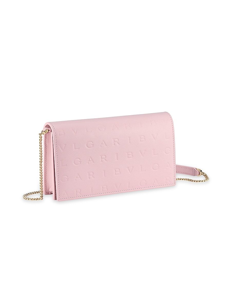 Women's Logo Leather Wallet-On-Chain - Prime Rose Quartz