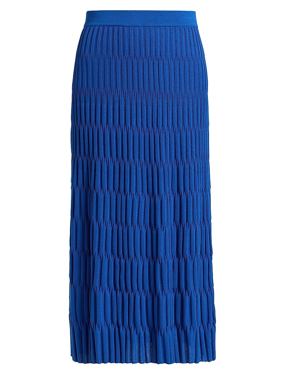Women's Textured Knit Maxi Skirt - Aegean Blue - Size XXL