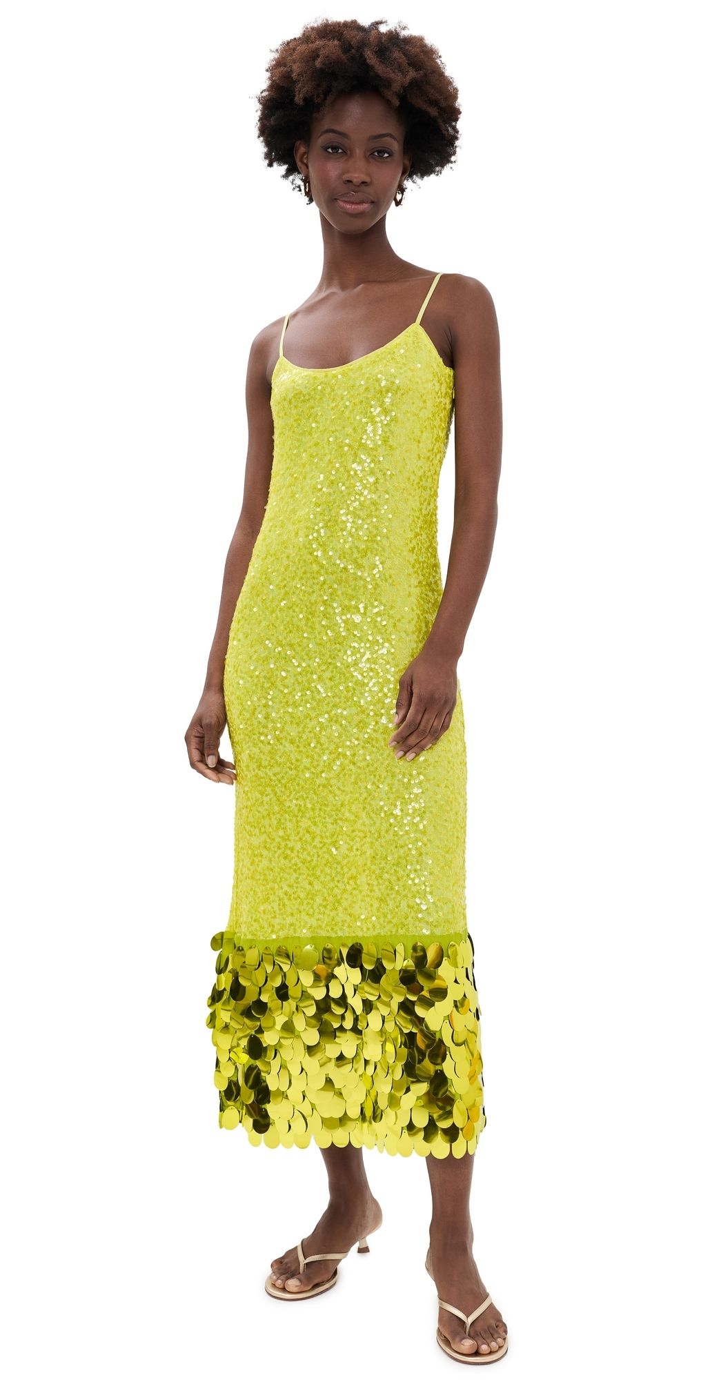 SIMONMILLER Imogen Sequin Midi Dress Peridot Combo S