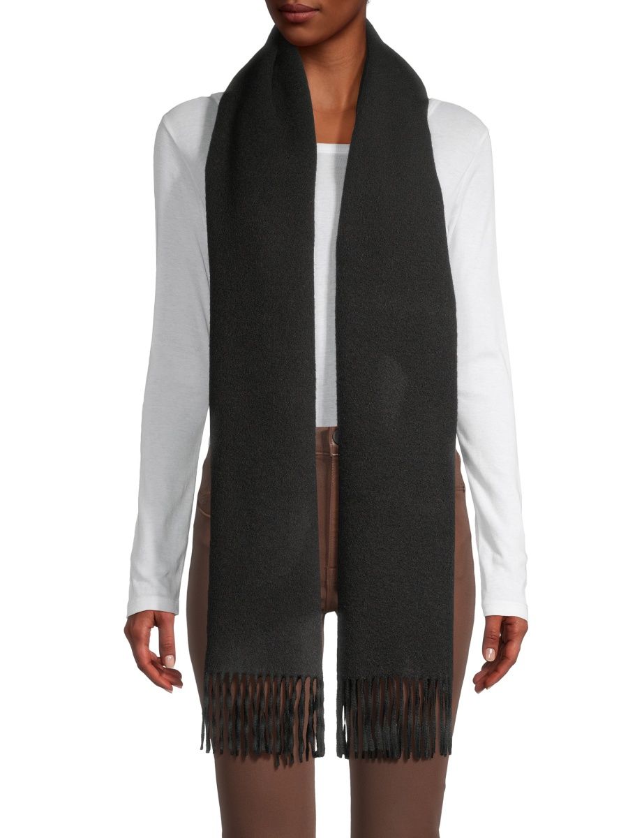 Vince Women's Double-Face Cashmere Scarf - Black