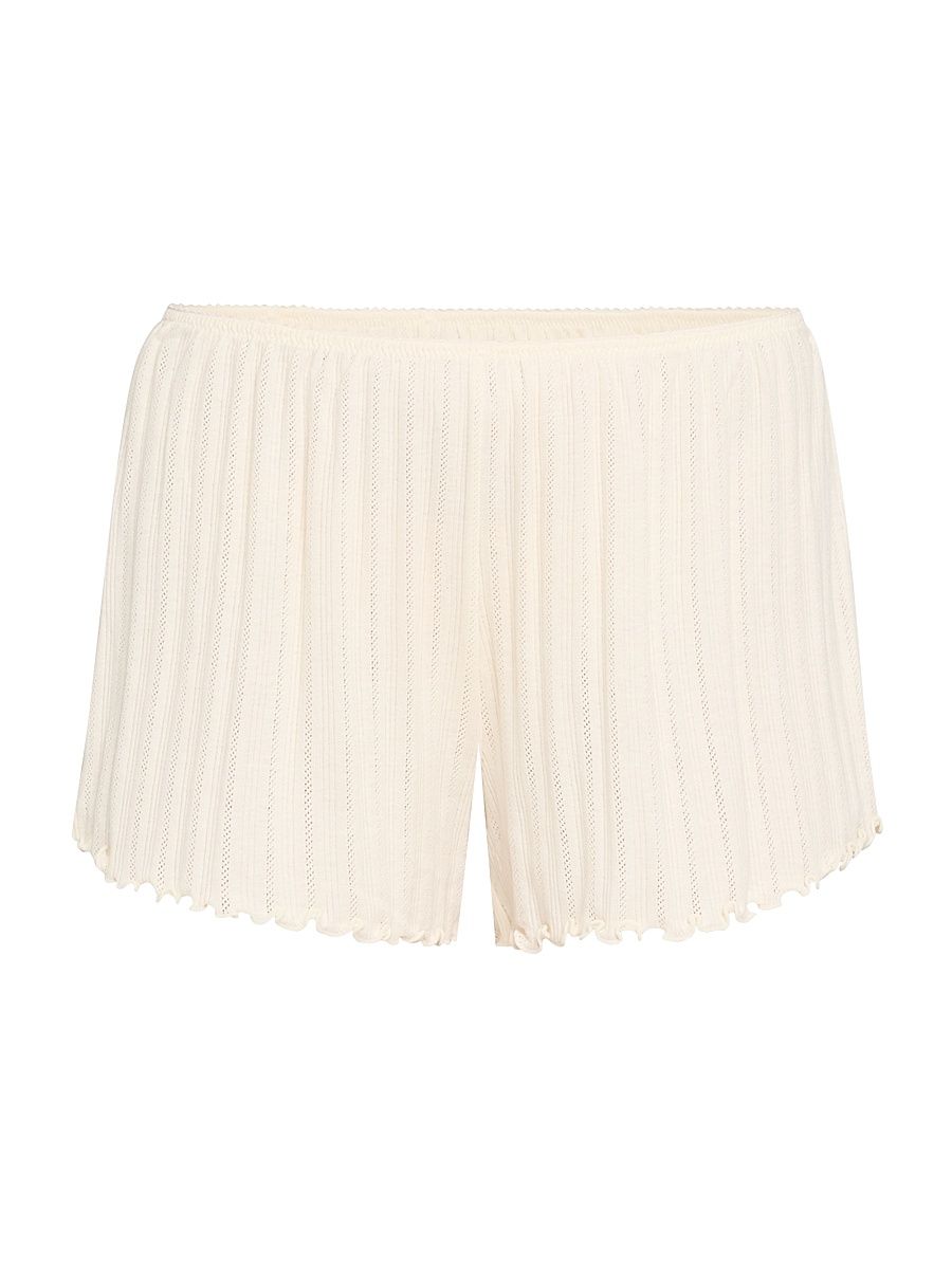 Women's Pointelle-Knit Shorts - Ivory - Size XL
