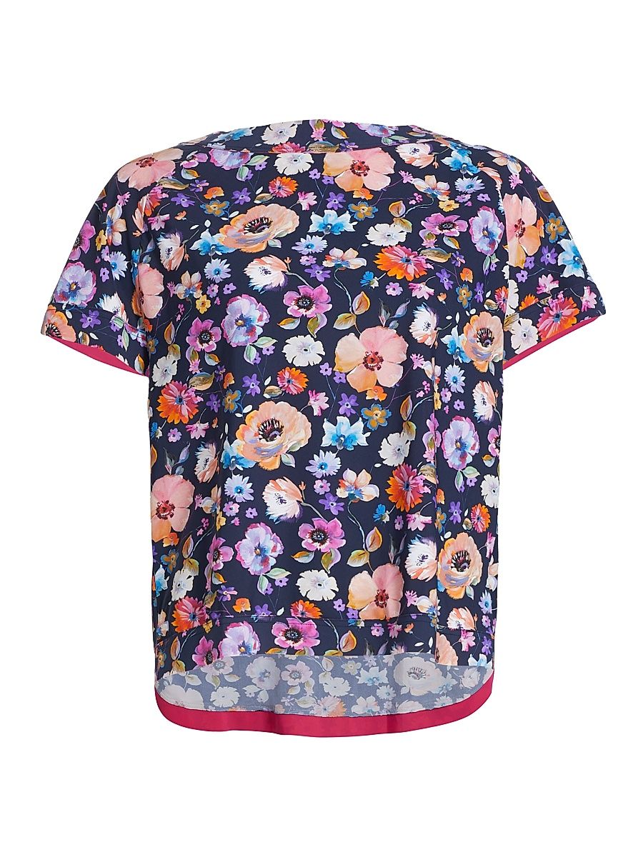 Women's Gretchen Sje Floral Jersey T-Shirt - Blossom In The Blue - Size 8