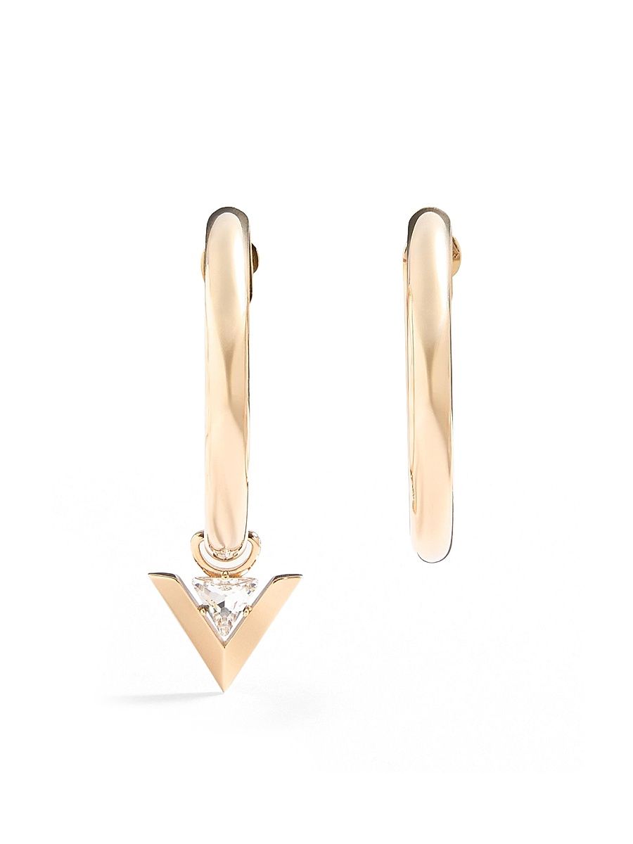 Women's Je Les V Metal and Crystal Hoop Earrings - Gold Crystal