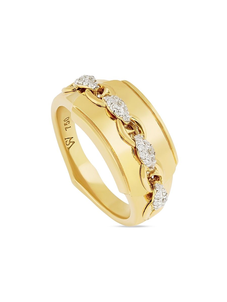 Men's Blade Of Glory 18K Yellow Gold & 0.1 TCW Diamond Pinky Ring - Gold - Size 8