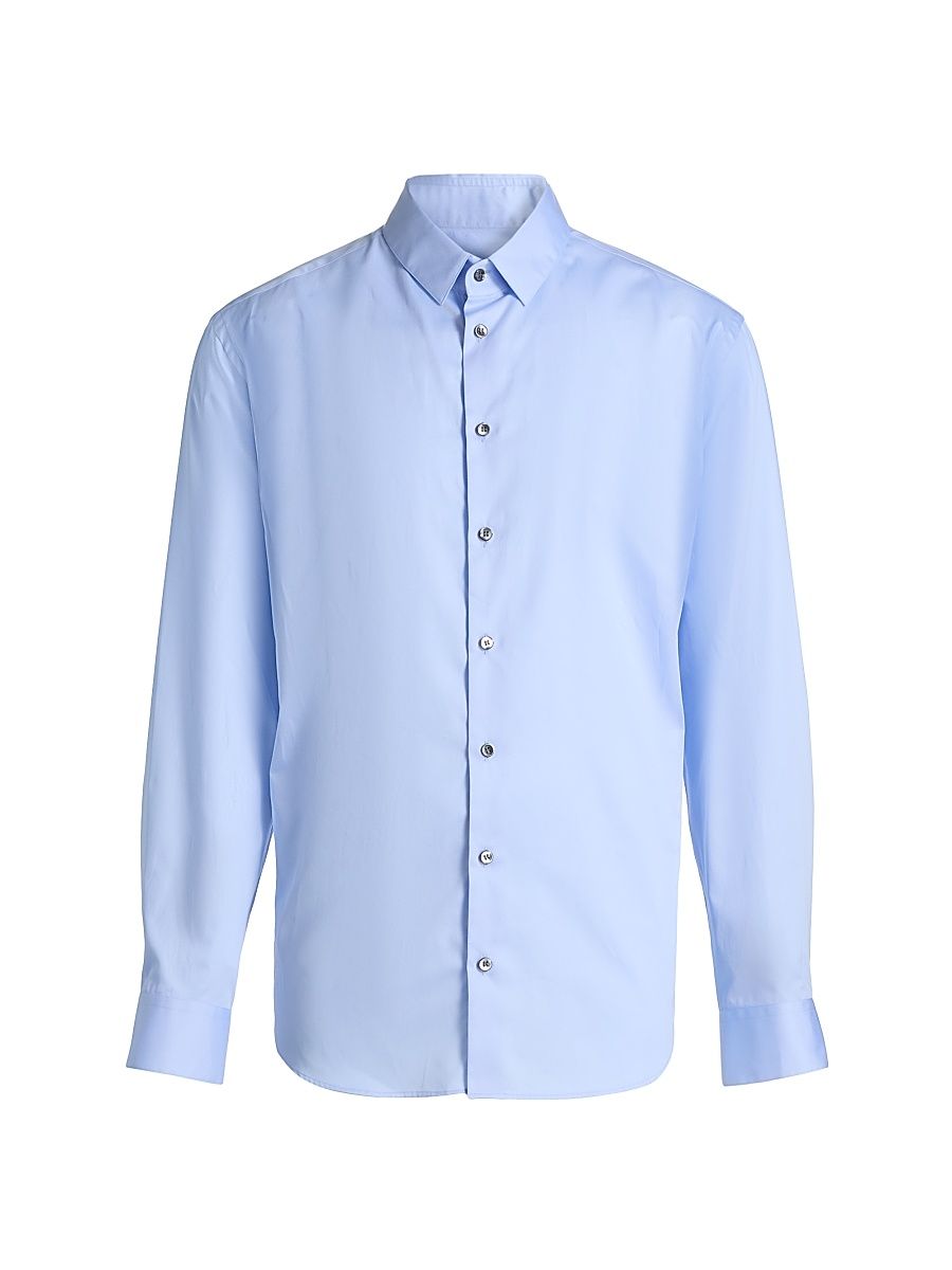 Men's Cotton Button-Front Sport Shirt - Light Blue - Size 17.5