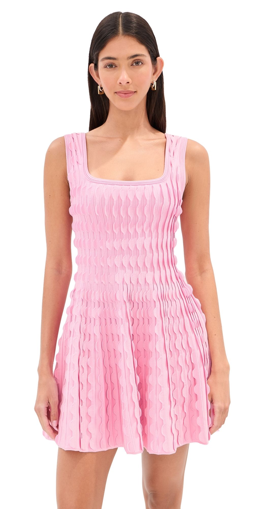 SIMKHAI Vanna Scalloped Knit Mini Dress Daisy S