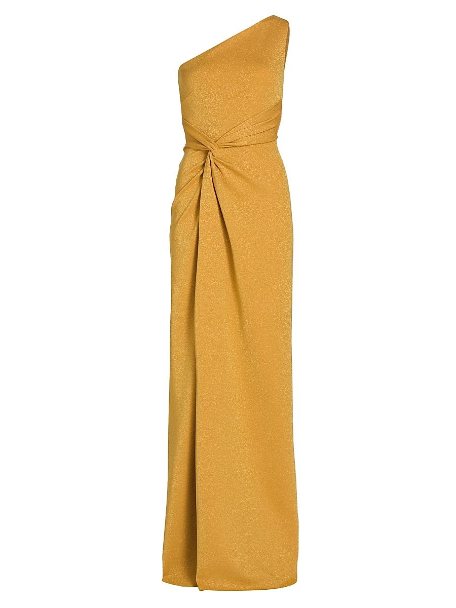 Women's Otsu Sugar Twist-Front Jersey One-Shoulder Gown - Bright Gold - Size 8
