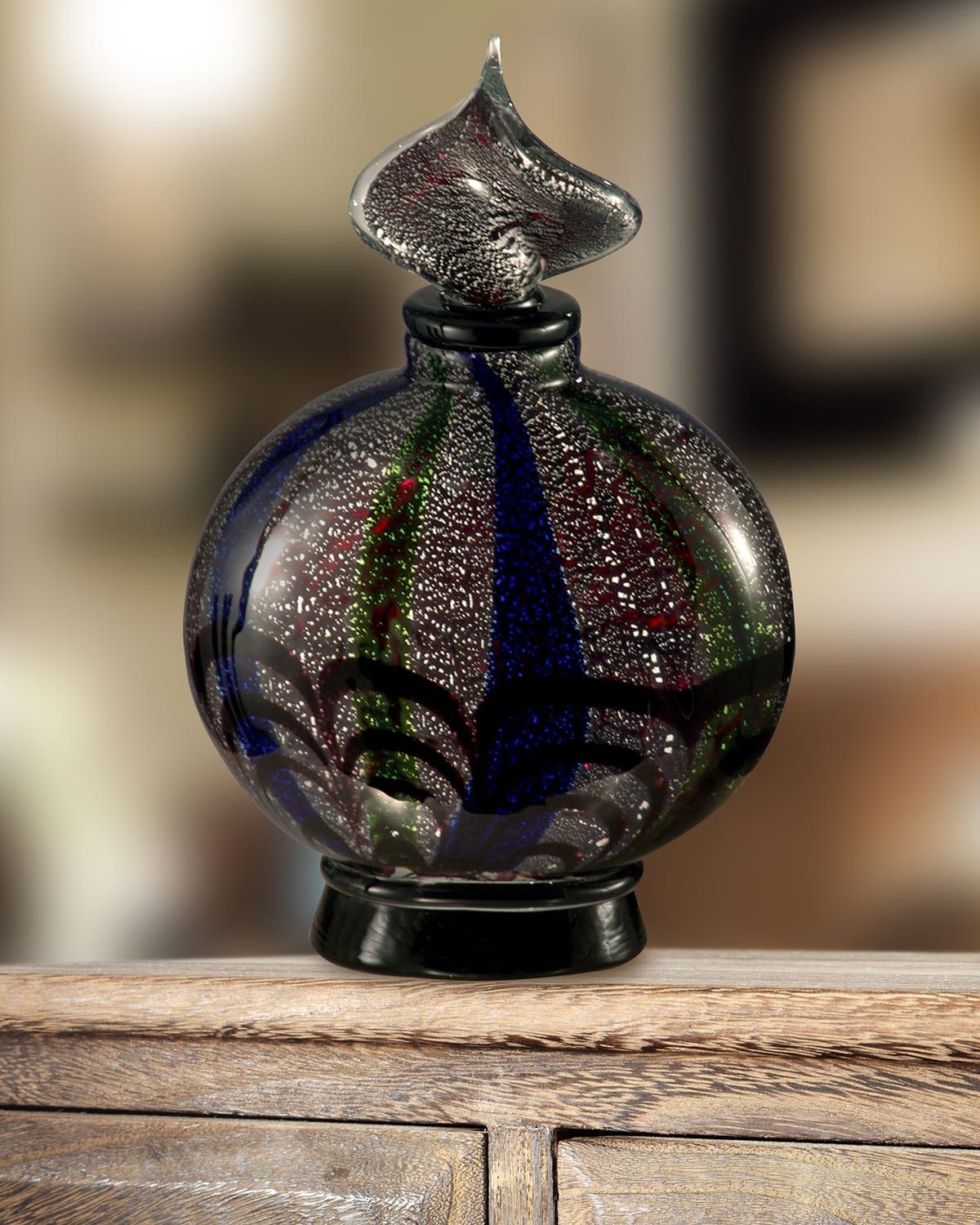 Black Widow Hand-Blown Art Glass Perfume Bottle