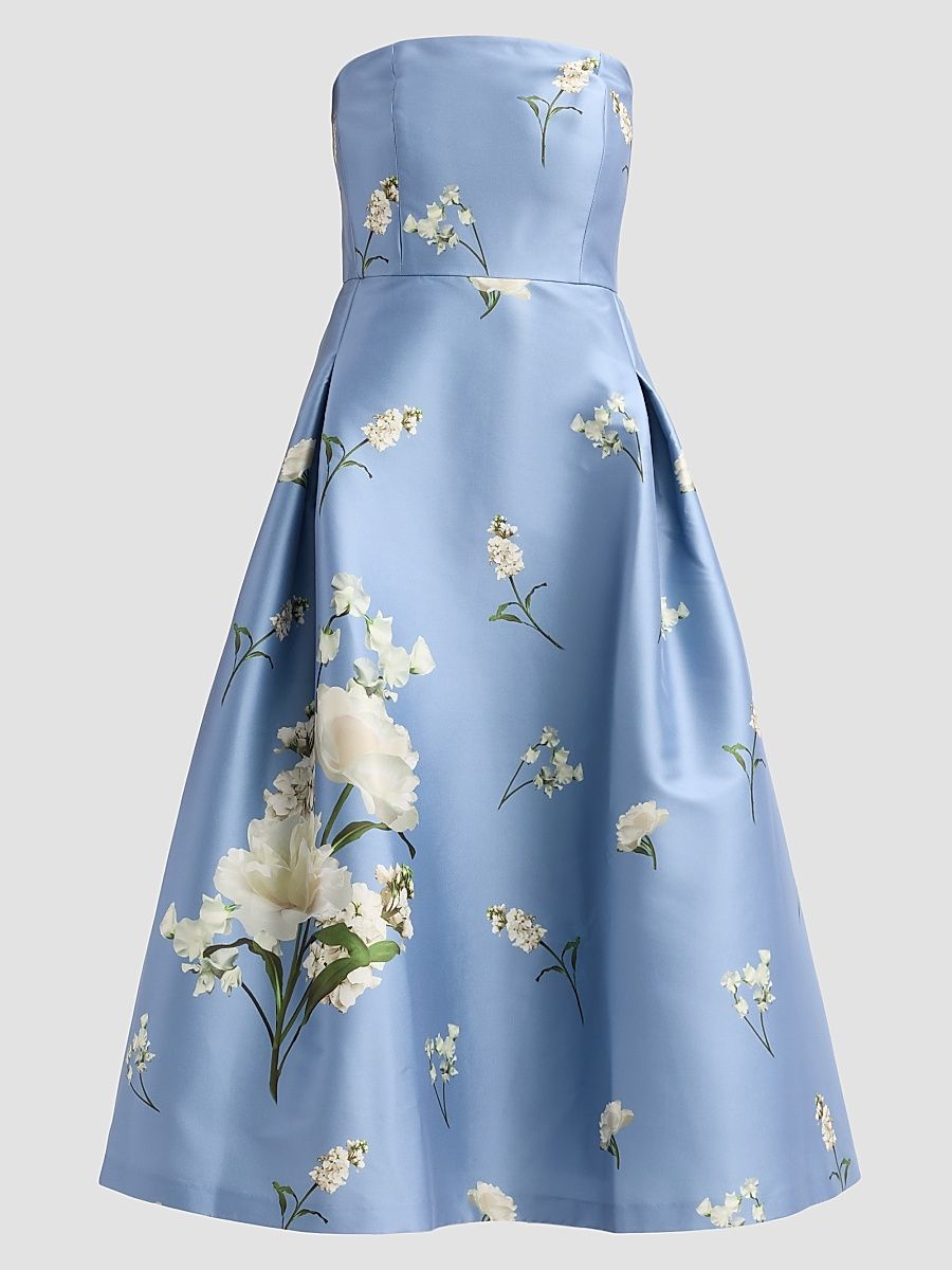 Women's Shay Floral Mikado Strapless Cocktail Dress - Twilight Roses - Size 0