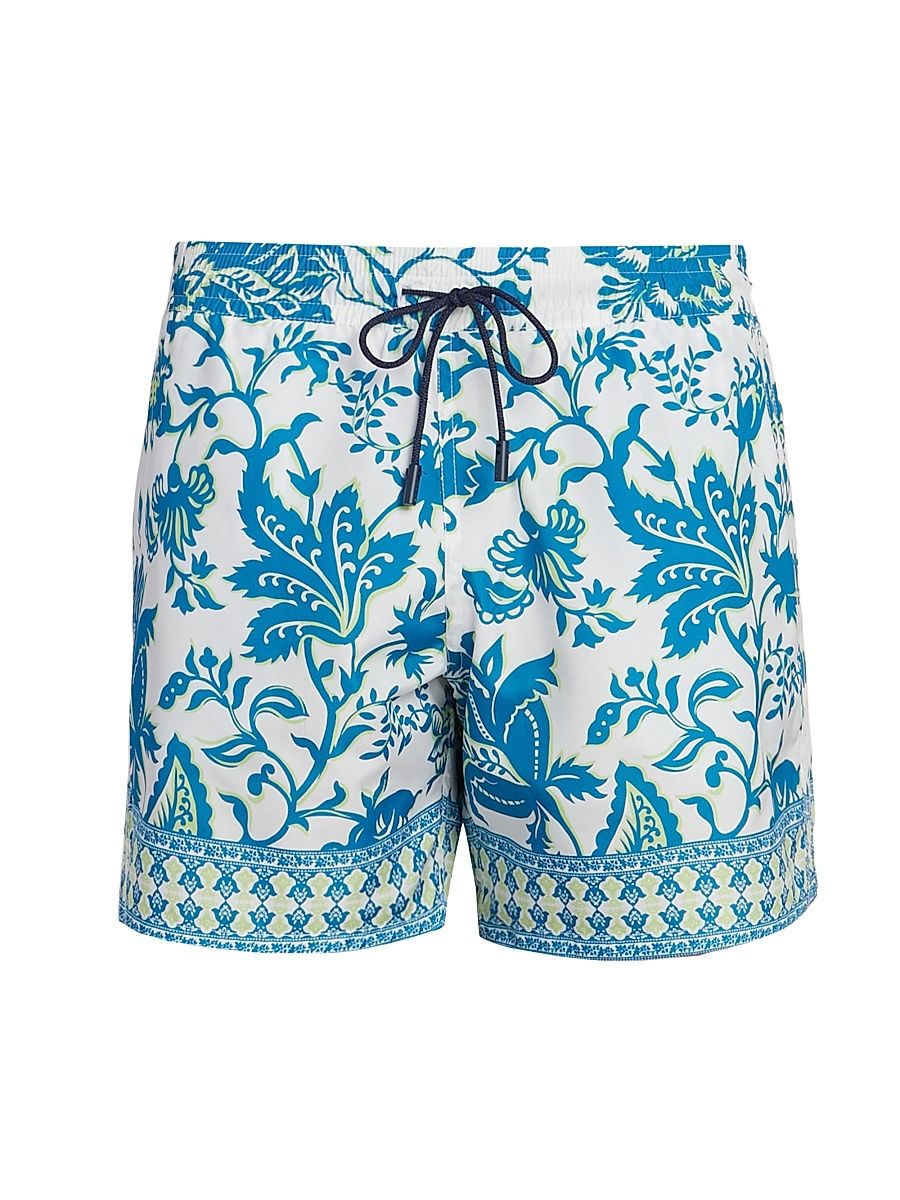 Men's Aqua Print Swim Trunks - Stampa Blue - Size XL