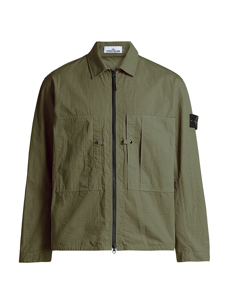 Men's Cotton Military Shirt - Military Green - Size XXL