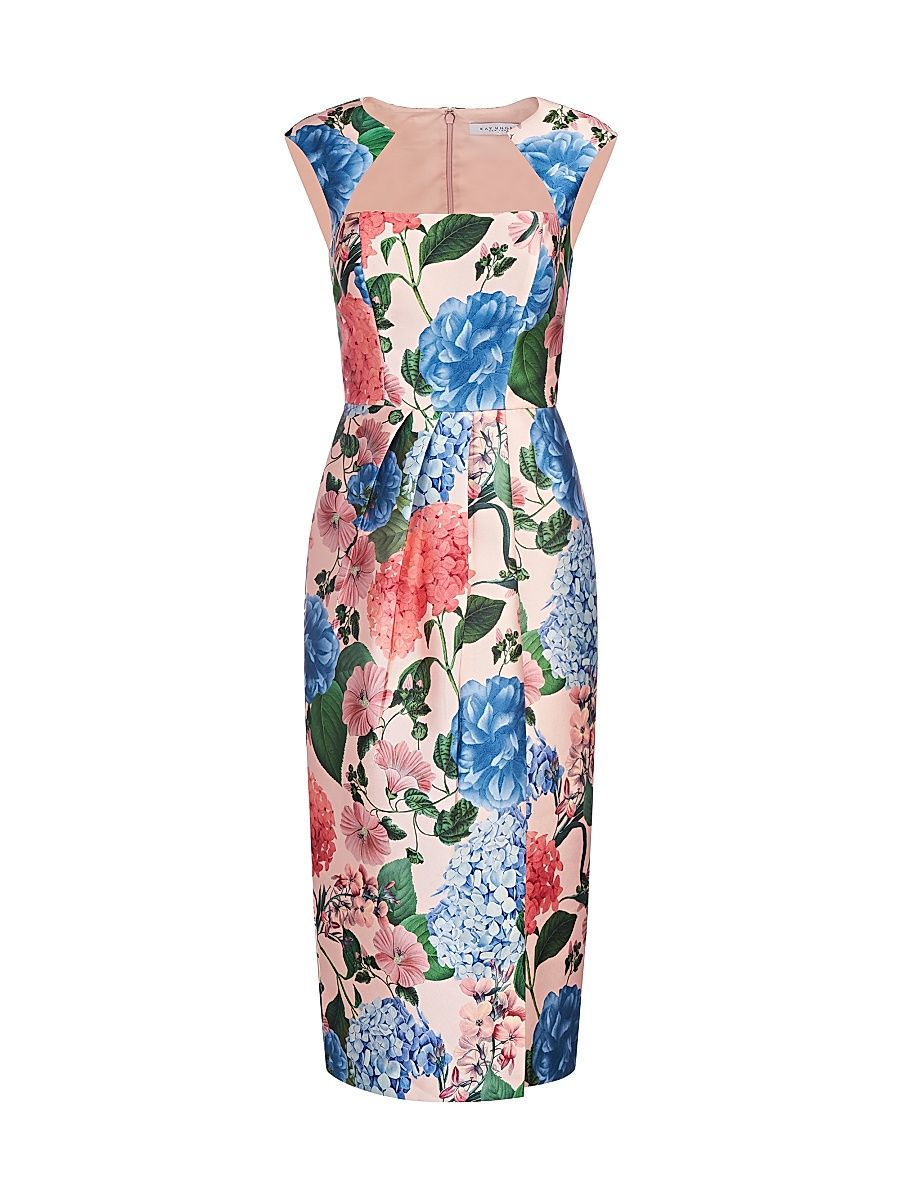 Women's Henrietta Floral Mikado Midi-Dress - Soft Blush - Size 8