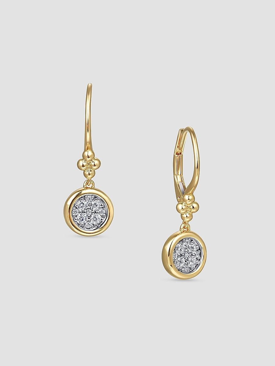 Gabriel & Co Women's Bujukan 14K White & Yellow Gold & 0.30 TCW Diamond Drop Earrings - Yellow Gold