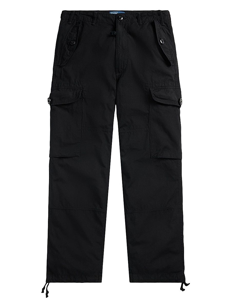 Men's Cotton Straight-Leg Cargo Pants - Polo Black - Size 36