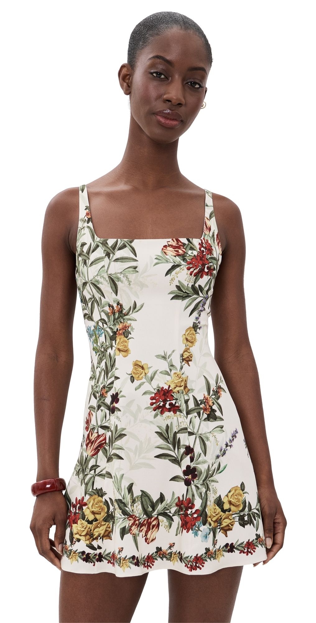 ALICE + OLIVIA Julia Scoop Neck Mini Dress DESERT SPRIGS VANILLA 12