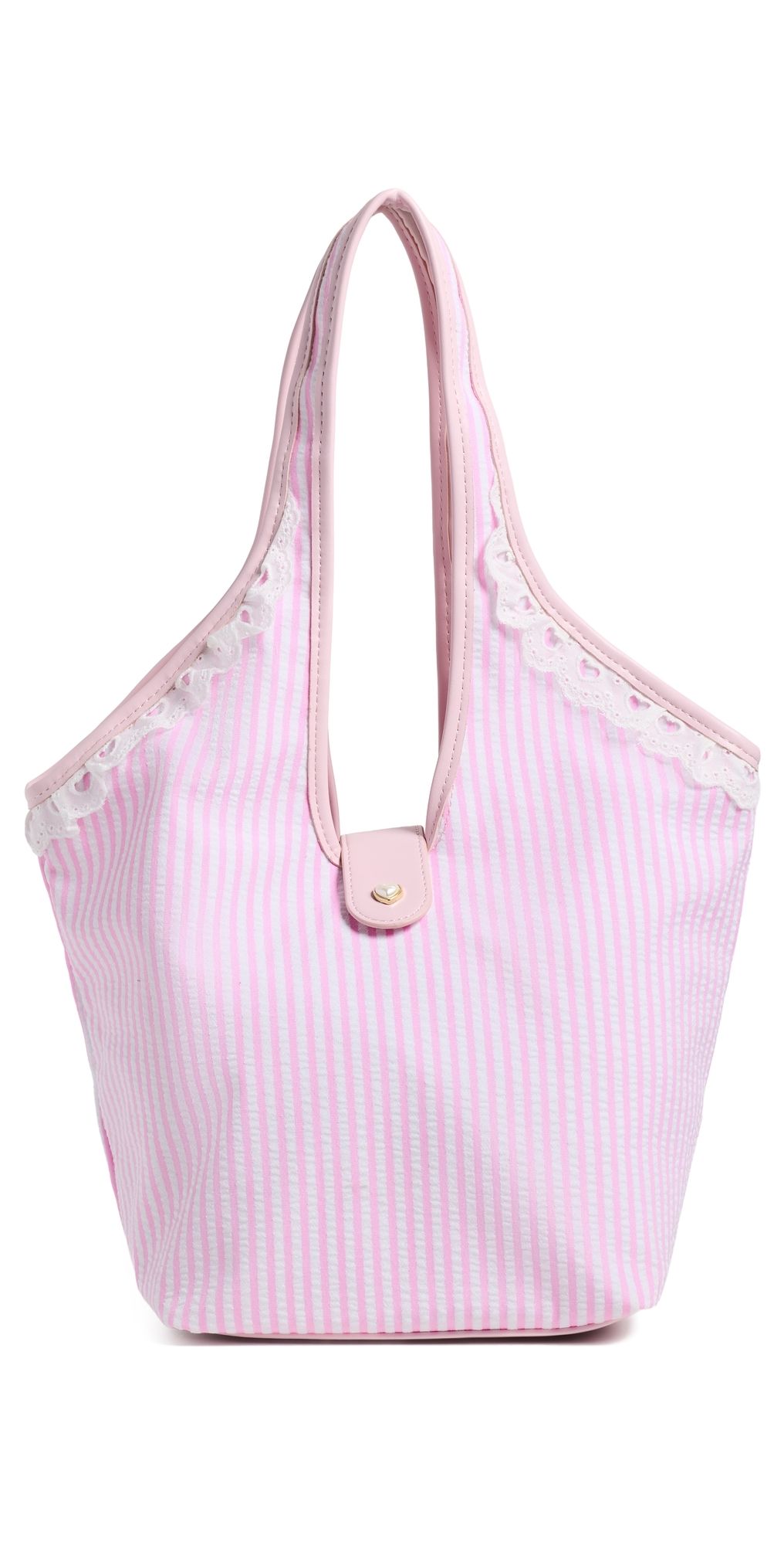Stoney Clover Lane Pinched Tote Pink Seersucker One Size