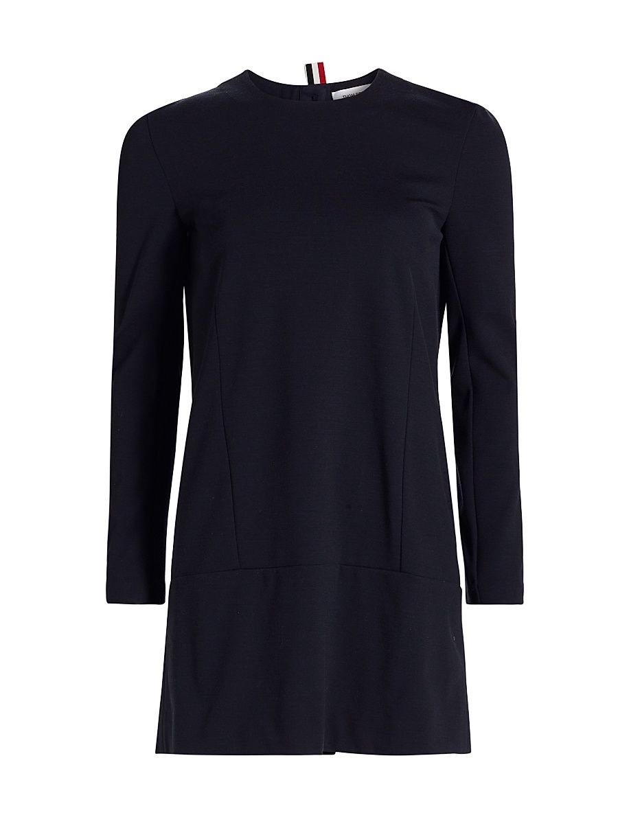 Women's Wool-Blend Shift Minidress - Navy - Size 2