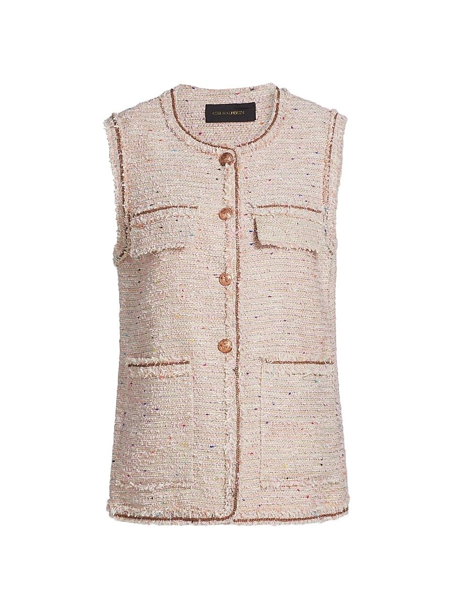 Women's Aranell Cotton-Blend Tweed Vest - Light Pink - Size Medium